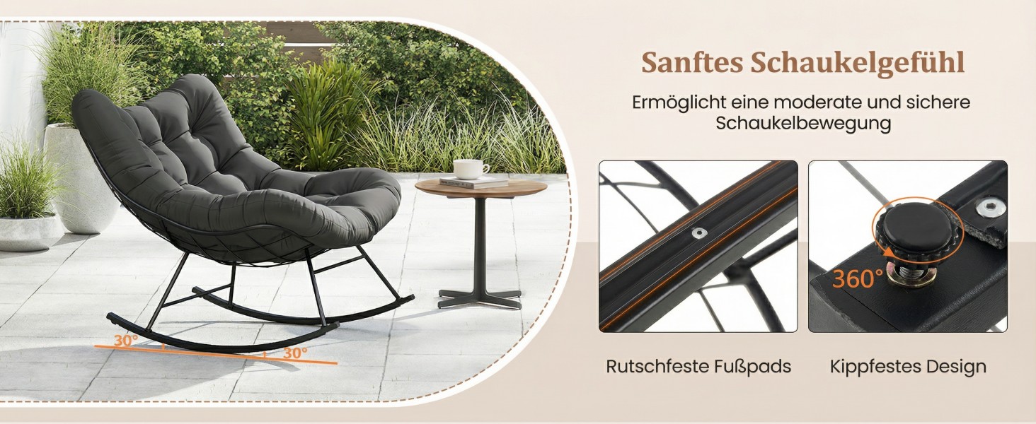 Крісло-гойдалка COSTWAY для саду, балкона та дому, зелене, з подушкою, вантажопідйомність 205 кг