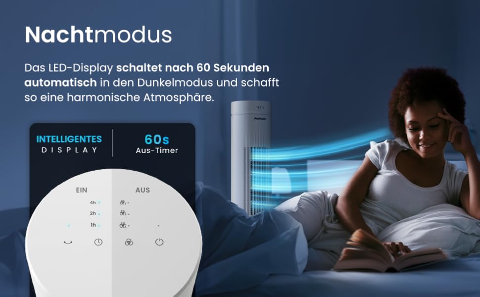 Турбовентилятор Pro Breeze з дистанційним керуванням, 76 см, осциляція 65°, таймер, 3 швидкості, тихий, для спальні та офісу, білий