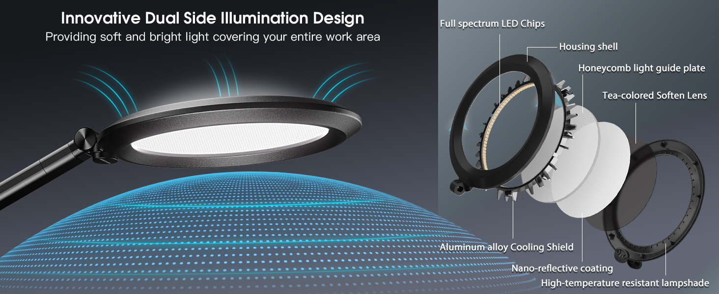 LED лампа VERSKI для дому та офісу з пультом, для відеоконференцій Zoom, з регулюванням яскравості та кольорової температури, 18W, чорна