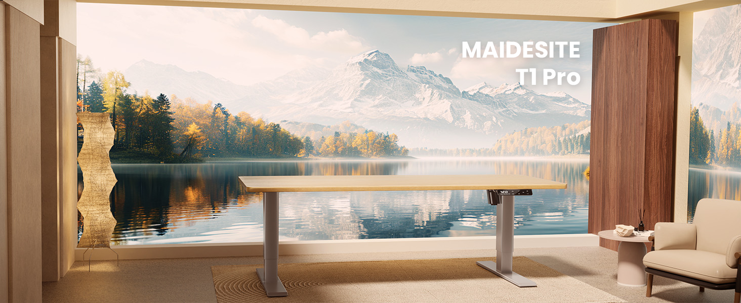 Електричний регульований стіл MAIDeSITe T1 Pro (Сірий) з 4 пам'яттю висоти та потужним мотором