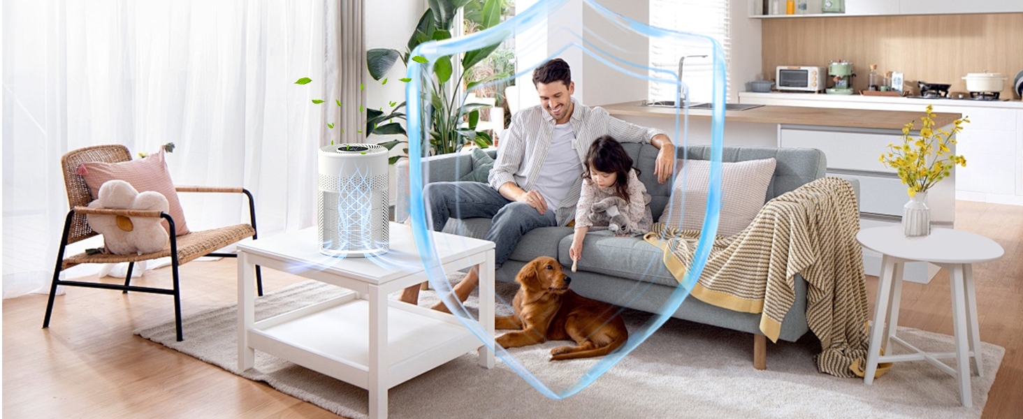 Повітряочисник для спальні KJ1-6 з HEPA H13 фільтром, активованою системою вугільного фільтра, функцією ароматерапії, 360° циркуляцією повітря, нічним світлом та тихим режимом