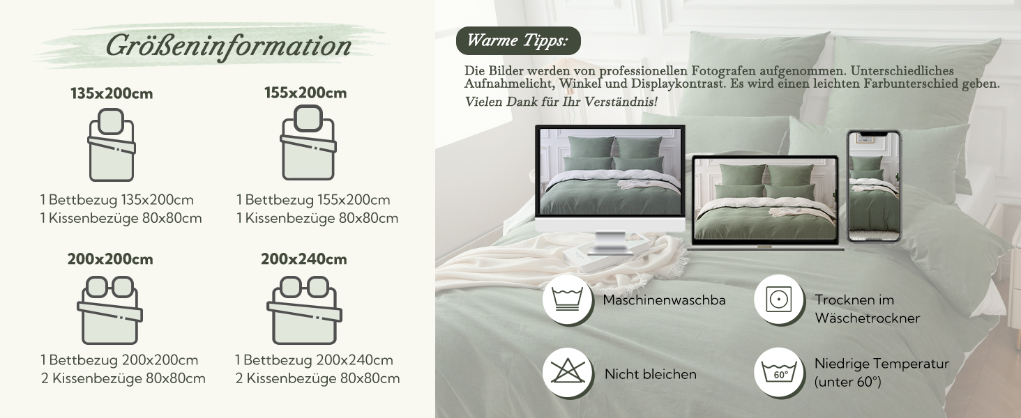 Набір постільної білизни SOULFUL 155x220, бавовна, салатовий, 2 шт. (1x155x220, 1x80x80)