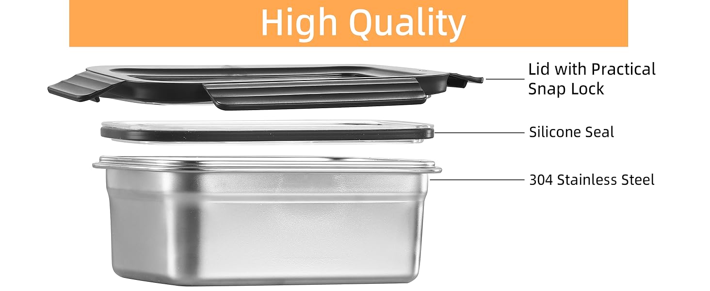 Набір контейнерів для їжі Misichao з нержавіючої сталі (3 шт x 600 мл) - герметичні, для кухні та обіду