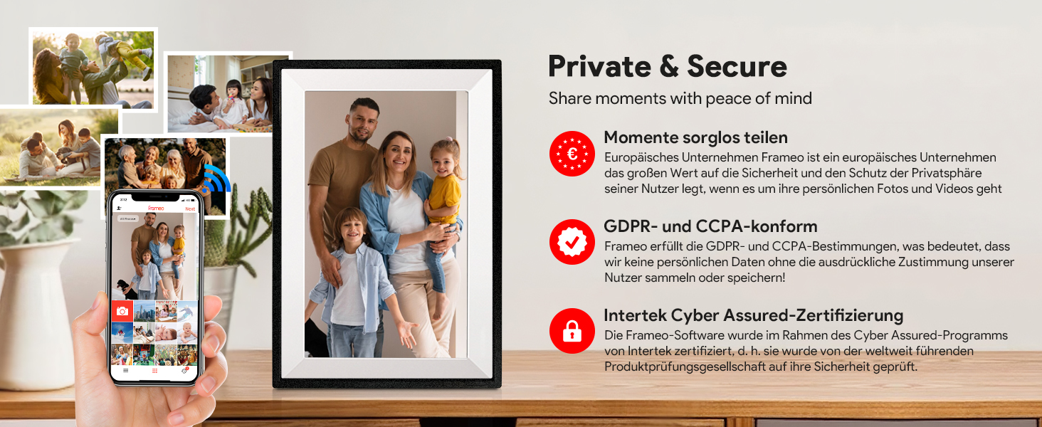 Frameo Цифровий фоторамка 10.1 дюйма, WALN, 32 ГБ, автоповорот, відправка фото/відео через додаток