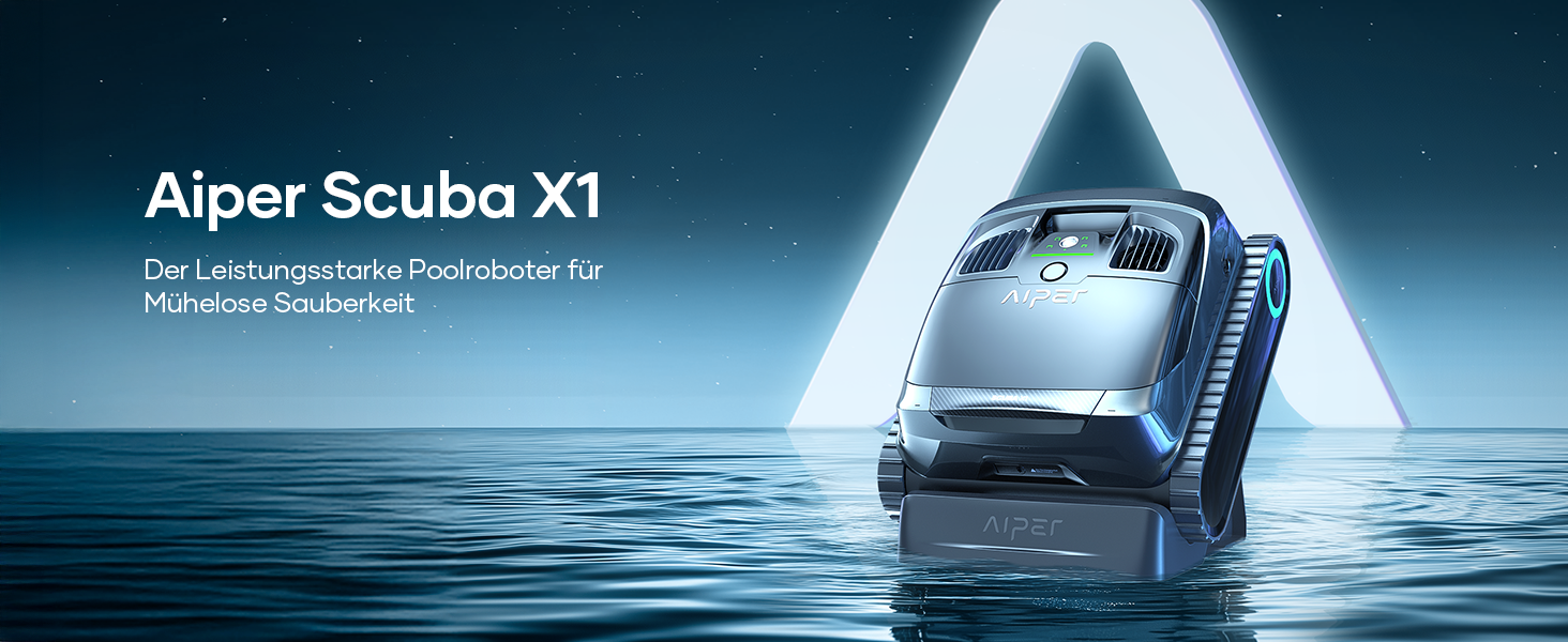 Робот-пилосос для басейну AIPER Scuba X1 з додатком, 25200 л/год, подвійний вихід, ультра-тонка фільтрація 3 мкм, очищення водної лінії, акумуляторний, ідеально для вбудованих басейнів