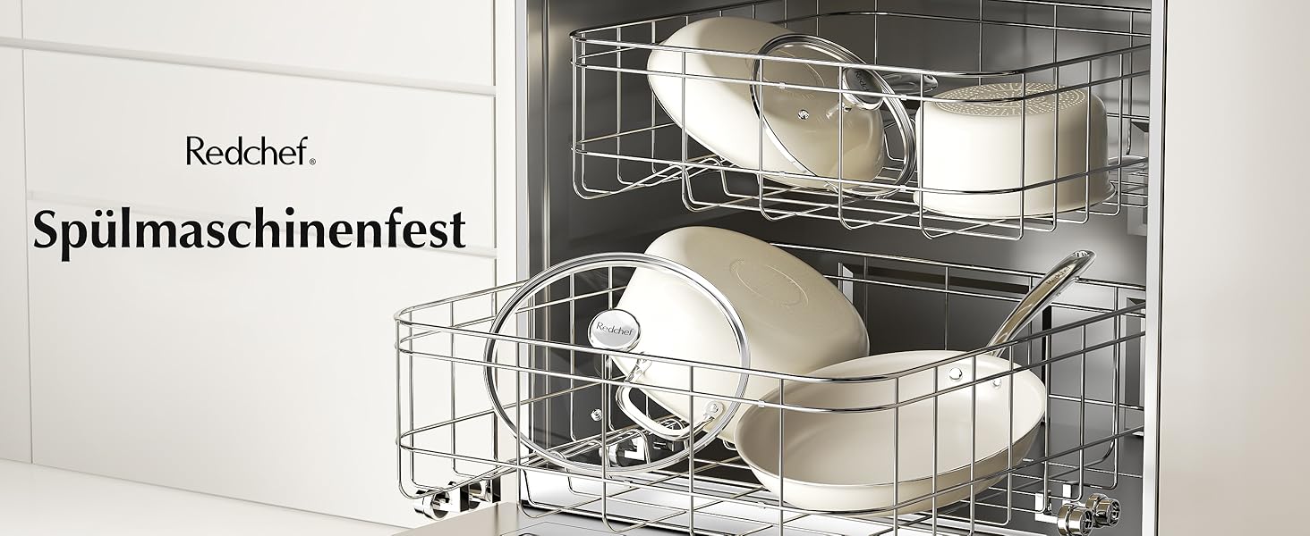 Набір сковорідок Redchef 14 предметів, керамічне покриття, антипригарні, з кришками, для індукції, з нержавіючими ручками, без PTFE, PFOA, PFAS, для духовки, для посудомийки