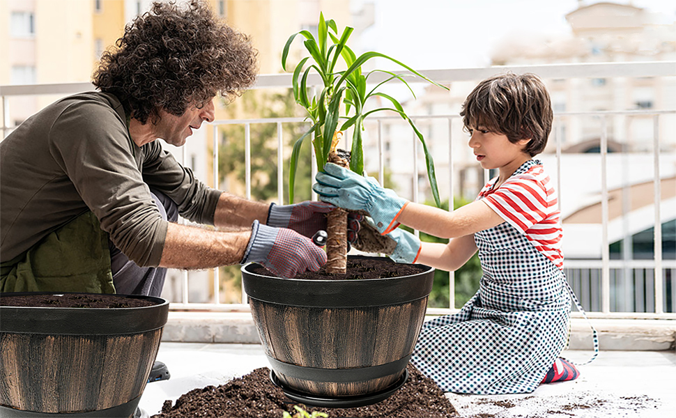 Набір горщиків для квітів Plant Planters: 4 шт., 23 см, пластик, з дренажем, для дому та саду