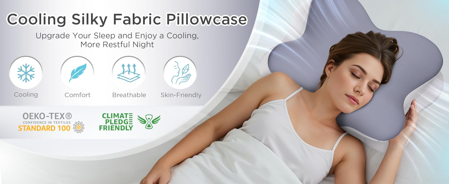 Подушка ортопедична з Memory Foam для сну на боці, спині та животі, блакитна. Преміум-якість, підтримка шиї