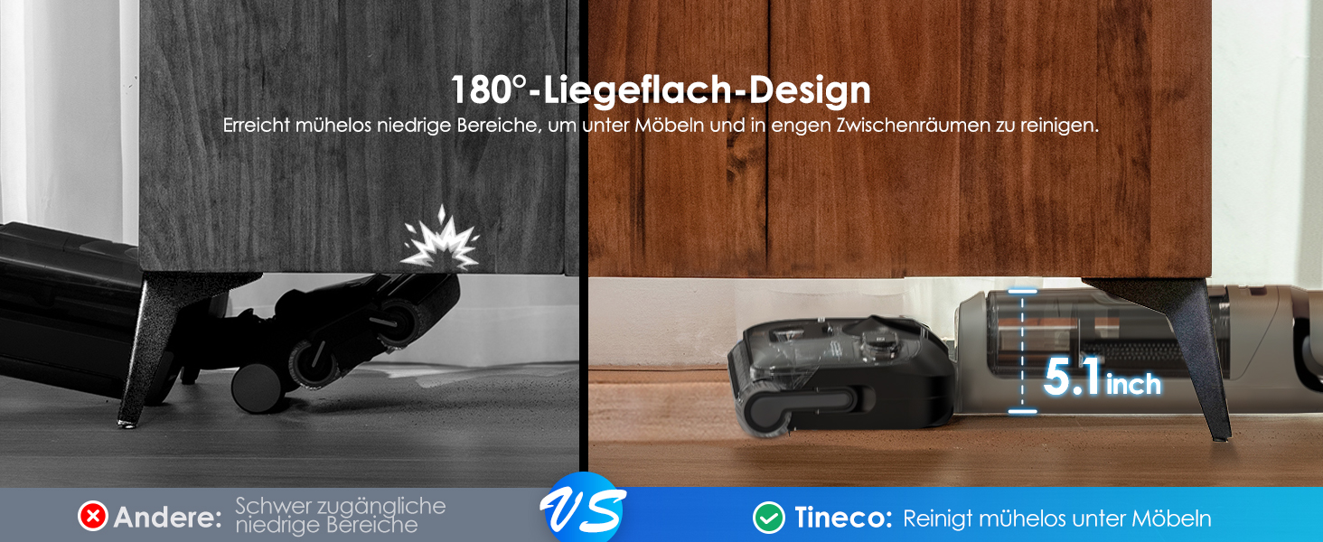Tineco Floor ONE i6 Stretch: Акумуляторний миючий пилосос 2-в-1 з гарячим повітрям для сухого та вологого прибирання, 20 кПа, для шерсті тварин