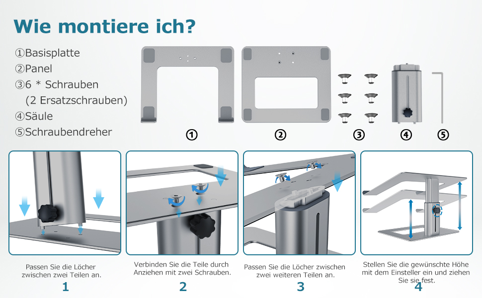 Підставка для ноутбука GOKEDA: ергономічна, регульована, з алюмінію, 11-17 дюймів