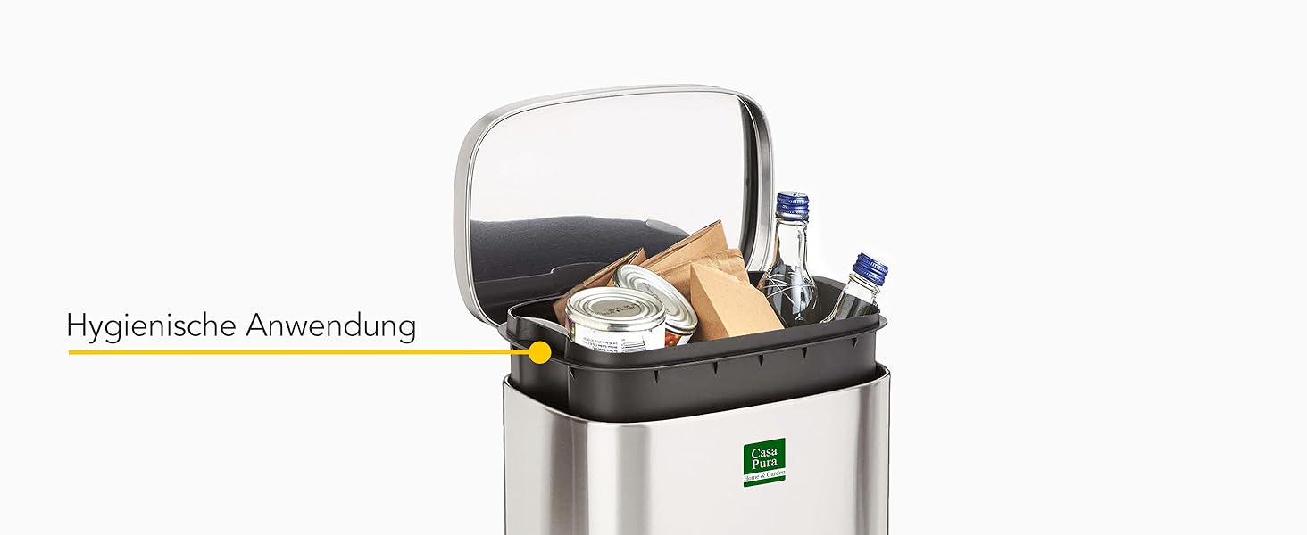 Відро для сміття Floordirekt Dustin 30 л з автоматичним закриттям та знімним внутрішнім відром для кухні