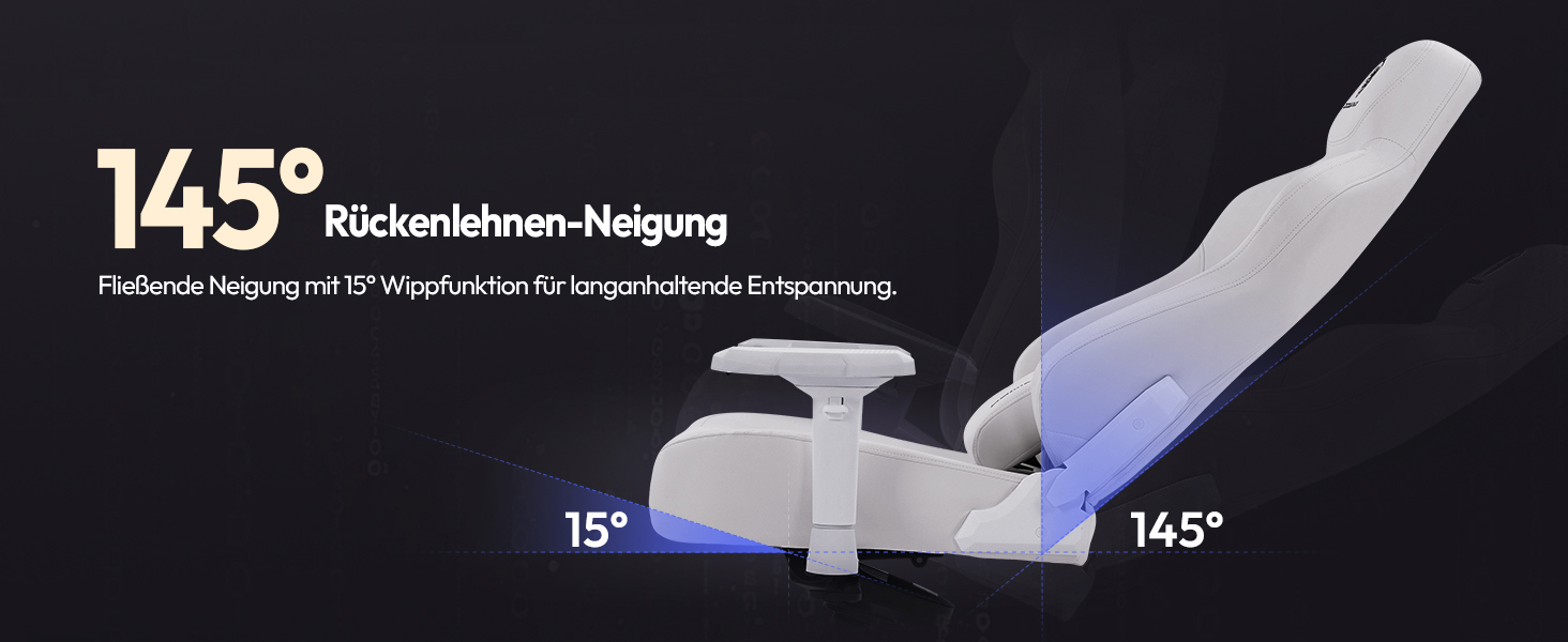 Ігровий крісло Dowinx, 200 кг, ергономічний, з підлокітниками 4D та підтримкою попереку, для геймерів та кіберспорту (білий)