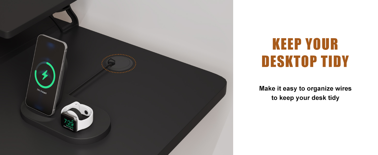 Електричний регульований стіл TRIUMPHKEY 140x60 см з підставкою для монітора, білий