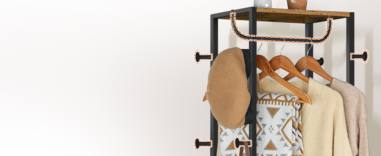 HOOBRO Взуттєва шафа з полицями для одягу та взуття, білий та дерев'яний колір, модель EWN04YM01