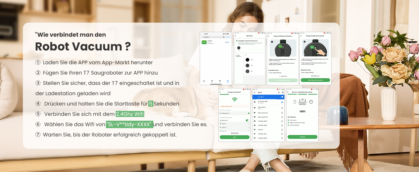 Робот-пилосос з функцією миття 2 в 1, потужність всмоктування 3000Pa, час роботи до 120 хвилин, 4 режими прибирання, робот-пилосос для видалення шерсті тварин з Aquacontrol™