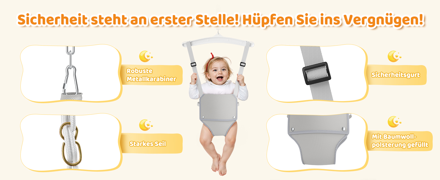 Набір 4-в-1: гойдалка та дверний вистрибувач для малюків, дитяче гойдалко, металевий складаний стійкий каркас для дому та вулиці, легко збирається та зберігається (білий)