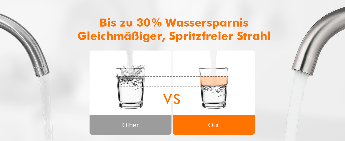 Змішувач для ванної кімнати GRIFEMA, 360° поворотний, однорідний, нержавіюча сталь, 180 мм, холодна та гаряча вода, економія води, проста установка, 3/8″ з'єднання, для гостьового туалету, G1002A сірий