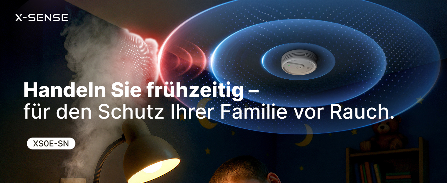 X-Sense Розумний димовий датчик з Wi-Fi, EN 14604, нічний режим, 10 років служби, змінна батарея, керування через додаток, XS0E-iR, білий