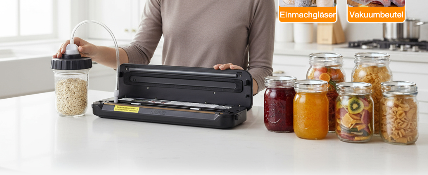 Вакууматор MegaWise — потужний компактний вакуумний пакувальник для продуктів з автоматичним режимом One-Touch, сріблястий