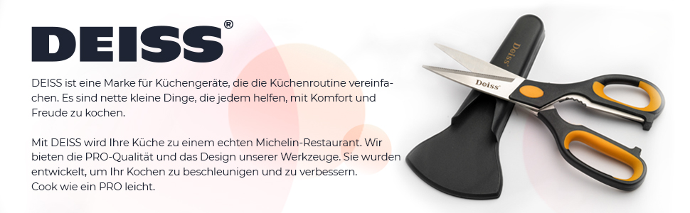 Кухонні ножиці Deiss PRO - надміцні, гострі ножиці з нержавіючої сталі, які можна мити в посудомийній машині, для будь-яких цілей