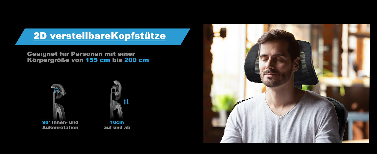 Ергономічне офісне крісло MELOKEA, регульована глибина сидіння, 150 кг, адаптивна спинка, 4-ступінчаста фіксація