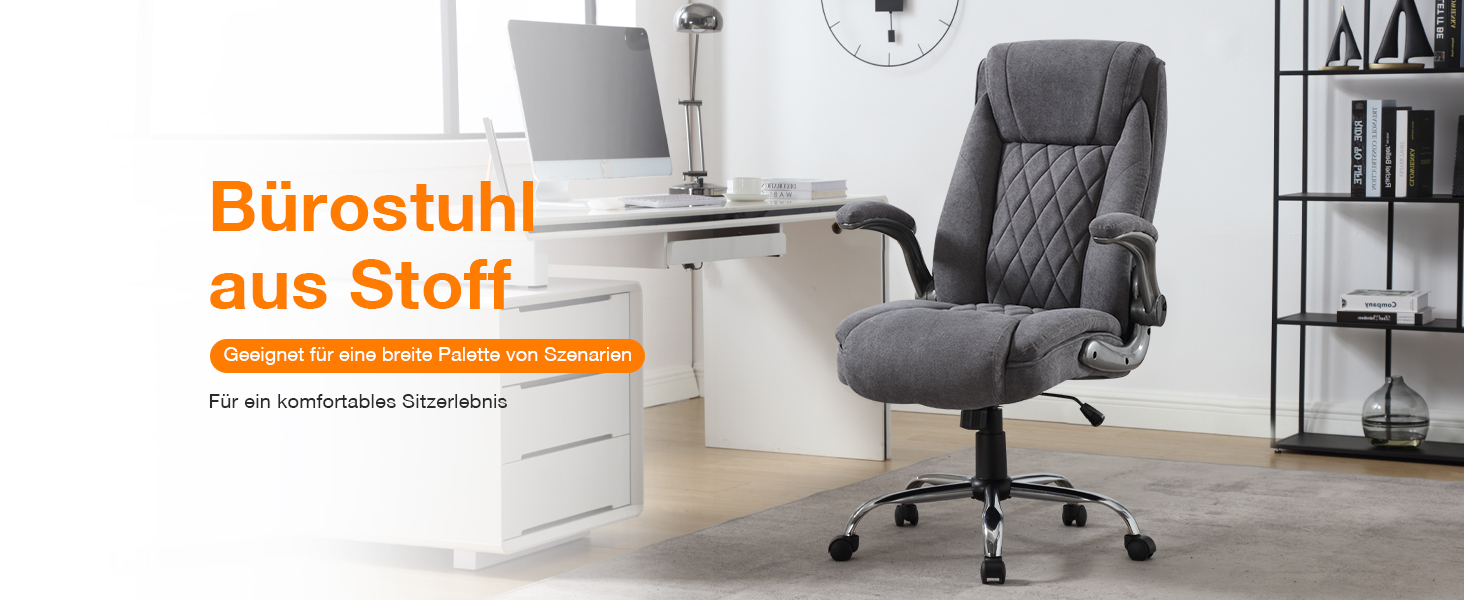 Ергономічне крісло для офісу 180 кг, комп'ютерне крісло з високою спинкою та широкою сидінням, регульовані підлокітники, для офісу, дому, геймінгу, сірий (без масажу)