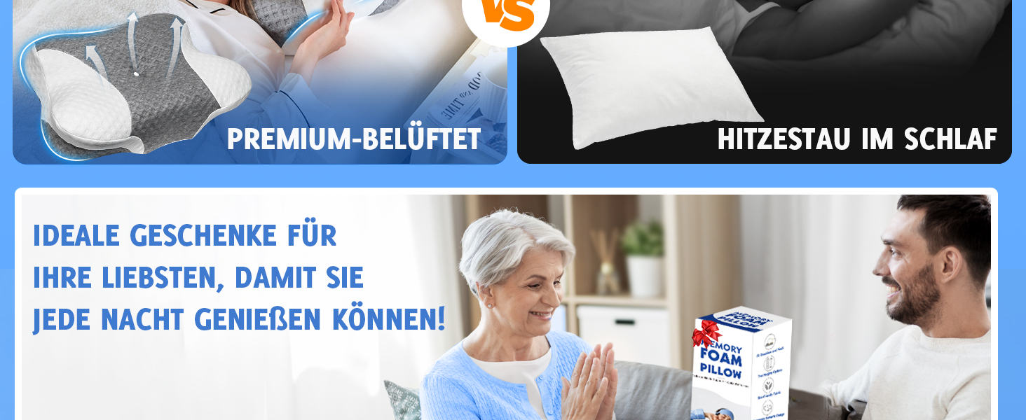 Ортопедична подушка для шиї з Memory Foam - ергономічна подушка для голови проти болю в шиї, регульована за висотою для тих, хто спить на боці, з дихаючим чохлом для здорового сну, білий, 60 x 35 см