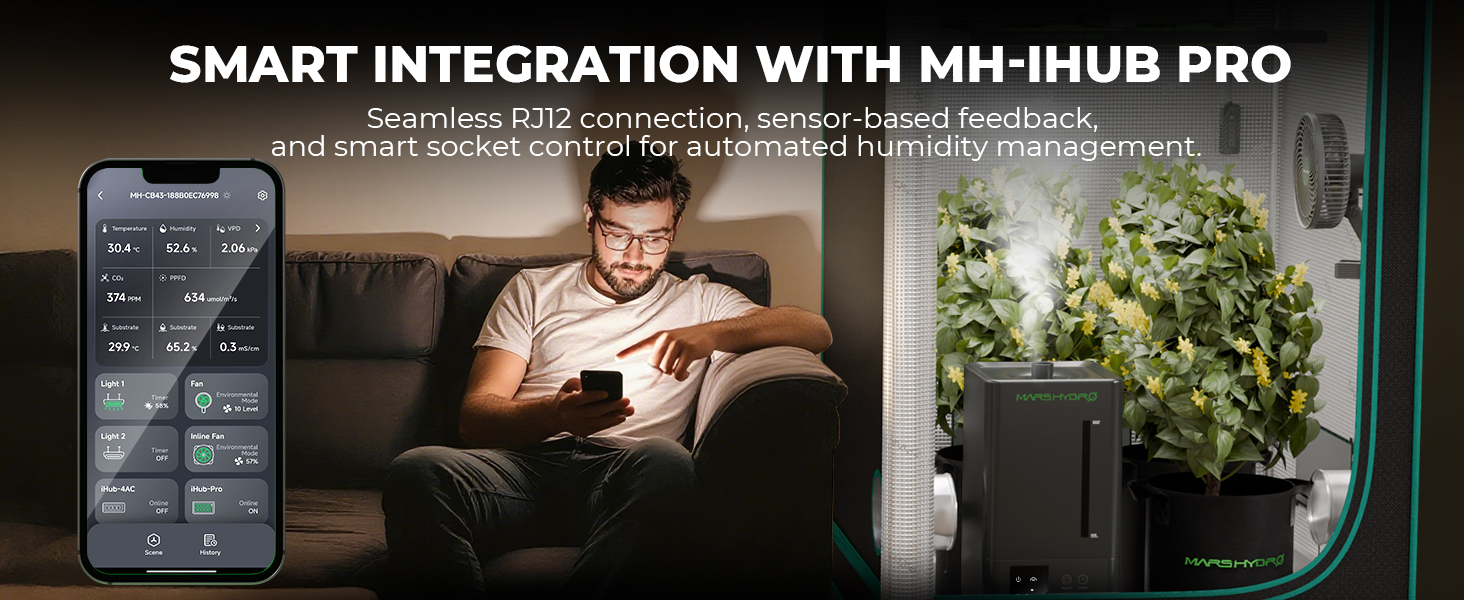 Зволожувач повітря для рослин MARS HYDRO 6л з таймером, ультразвуковий, для гроубоксів та теплиць