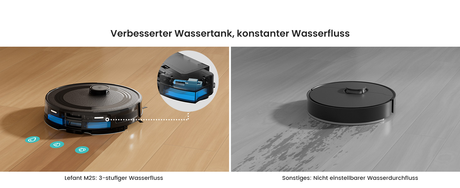 Робот-пилосос LEFANT M2 з функцією миття, 6000Pa, LiDAR-навігація, зони заборони, 140 хв, багатоступінчасте мапування, для тварин, килимів та твердих підлог (M2S-B)
