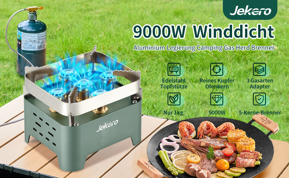 Газовий намет 9000W для кемпінгу, похідний, з нержавіючої сталі, для бутанових картриджів MFS-1a, для пікніків, трекінгу, хайкінгу, з кейсом, зелений