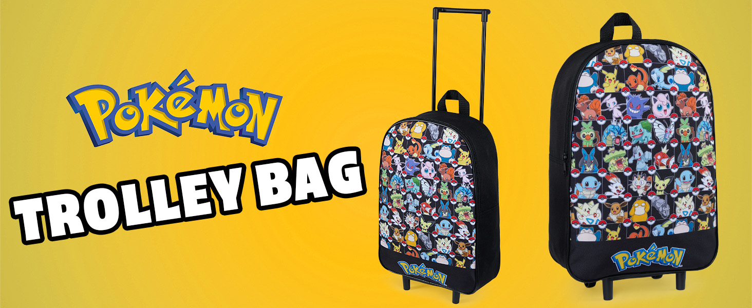 Валіза Pokemon Kids, складний візок 39x27см, 10.5л, 2 колеса, висувна ручка (чорний AOP)