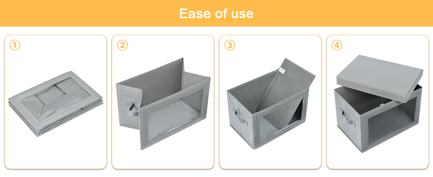 Х частинні ящики для зберігання DIM J з кришками, складаний ящик для зберігання з прозорим вікном, кошик для зберігання тканини mi, 3-