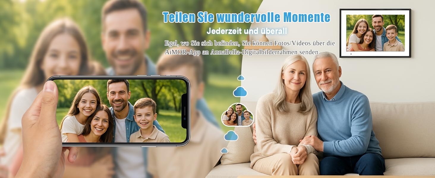 Цифровий фоторамка WiFi 10,1 дюйма, IPS HD сенсорний екран, 32GB, автоматичне обертання, підключення з будь-якого місця, чорний