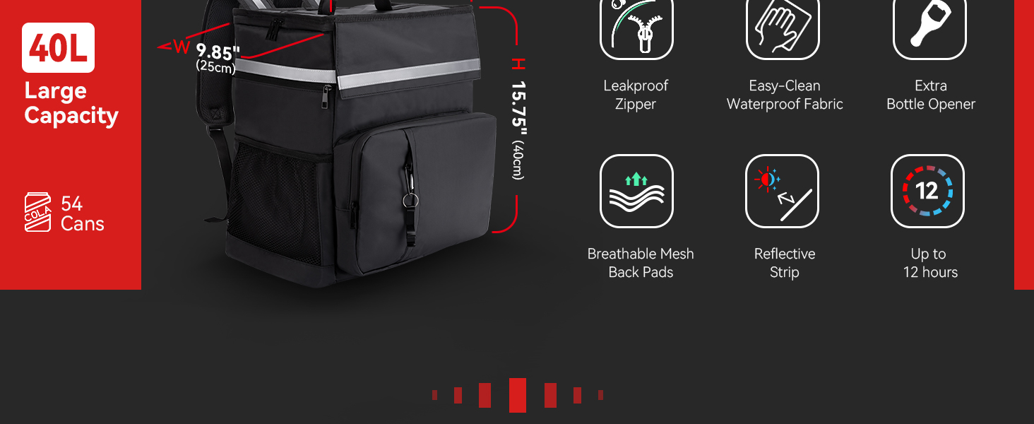 Термосумка-рюкзак MATEPROX 40L чорного кольору: ізольована, водонепроникна, з відкривачем для пляшок, для пікніка, кемпінгу, BBQ та походів