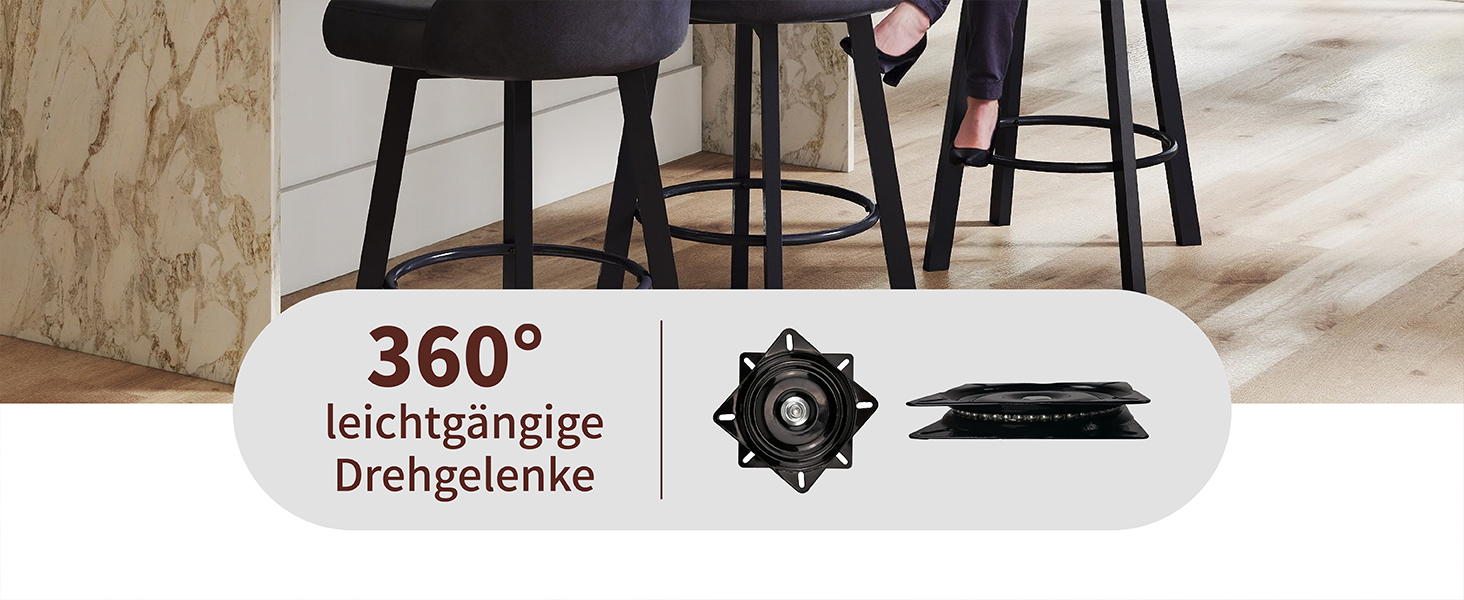 Барні стільці Youhauchair 2 шт., Чорні, регульовані, з підніжкою, 66.5 см, 150 кг