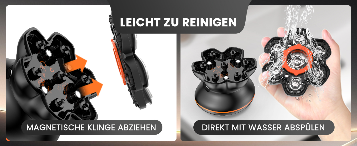 Машинка для гоління голови MAXGROOM Herren 7D, водонепроникна IPX6, з USB-C зарядкою, чорна