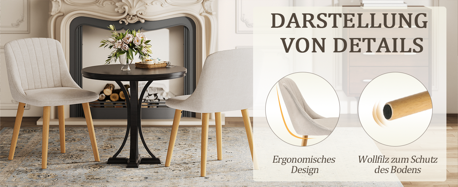 Набір з 4-х оббивних стільців для їдальні, кухні, офісу, вітальні. Колір бежевий, дерев'яні ніжки, матеріал - поліестер.