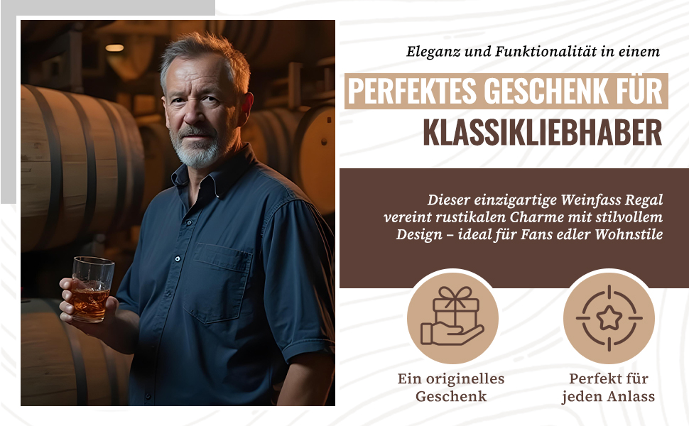 Дерев'яна винна шафа-бар Fass від Creative Cooper з LED підсвічуванням, 80x50 см - Рустичний декор для дому