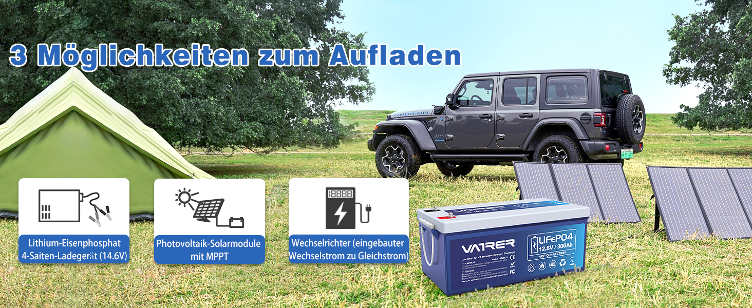 Літієва батарея VATRER POWER 12V 100AH LiFePO4 з Bluetooth, 100A BMS, 5000 циклів, 1280 Вт, захист від низької температури