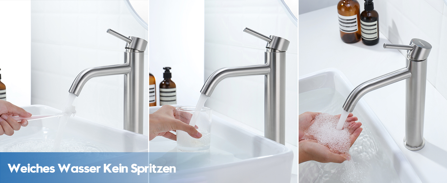 Змішувач для умивальника Decaura, хром, нержавіюча сталь, однорідний, висота виливу 250 мм, для накладної раковини