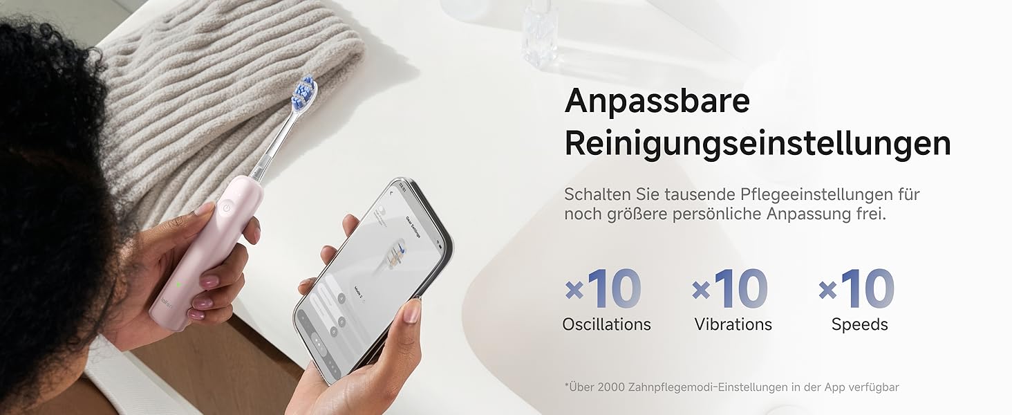 Звукова зубна щітка Laifen Wave Pro рожевого кольору: 6 режимів, акумулятор до 70 днів, контроль тиску, 2 насадки