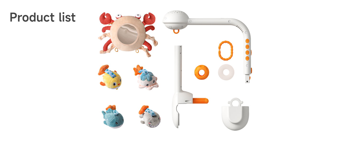 Мобіль для дитячої кроватки TUMAMA: музика, нічник, м'які іграшки, для немовлят 0-9 місяців