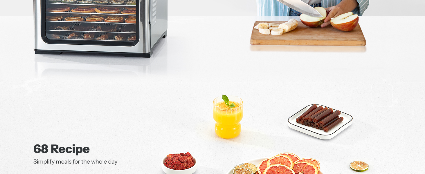 Професійний дегідратор для продуктів харчування з нержавіючої сталі, 1000W, 9 решіток, LCD-дисплей, 35-75°C, таймер 30 хв - 48 год