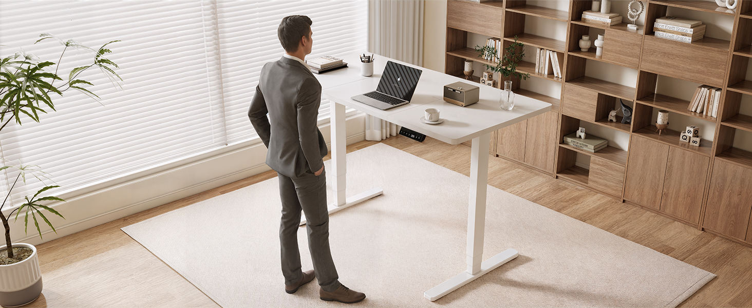 Електричний столовий стіл Devoko з регулюванням висоти, 60-125 см, 3 пам'яті, білий