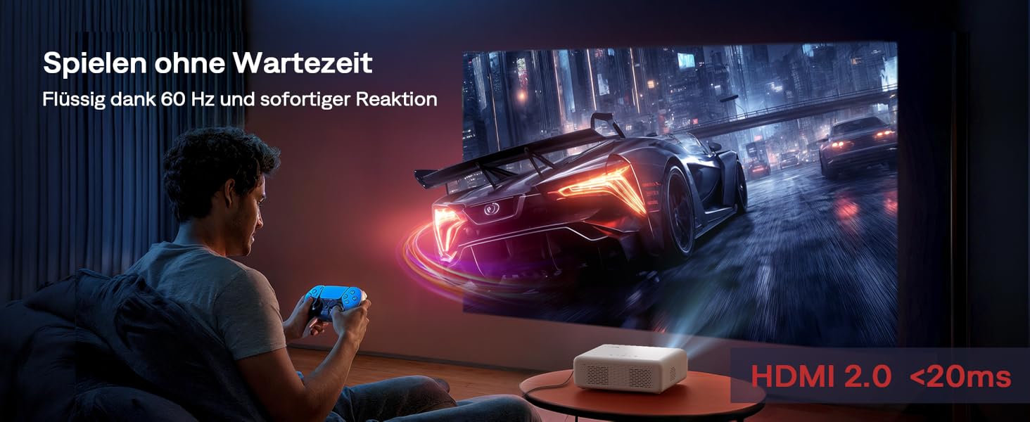 Aurzen Eazze D1 Smart Beamer: 4K проєктор для дому з Wi-Fi, Bluetooth, Netflix, Dolby Audio, автофокусом та корекцією трапеції. Підтримує Full HD 1080P. Білий (GTV)