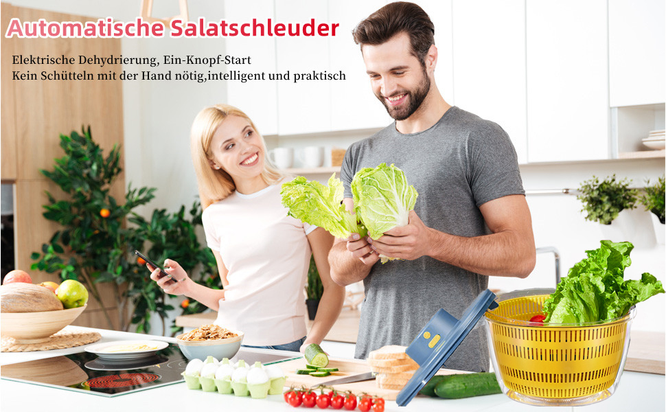 Електрична салатниця 4л: автоматичний сушар для салату, овочів та фруктів з пляшкою 350мл