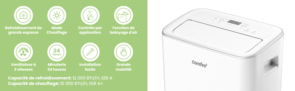 Мобільний кондиціонер Comfee Breezy Cool Pro 2.0 7000 BTU/2.0kW з Wi-Fi, охолодження, вентиляція, осушення - до 68 м³