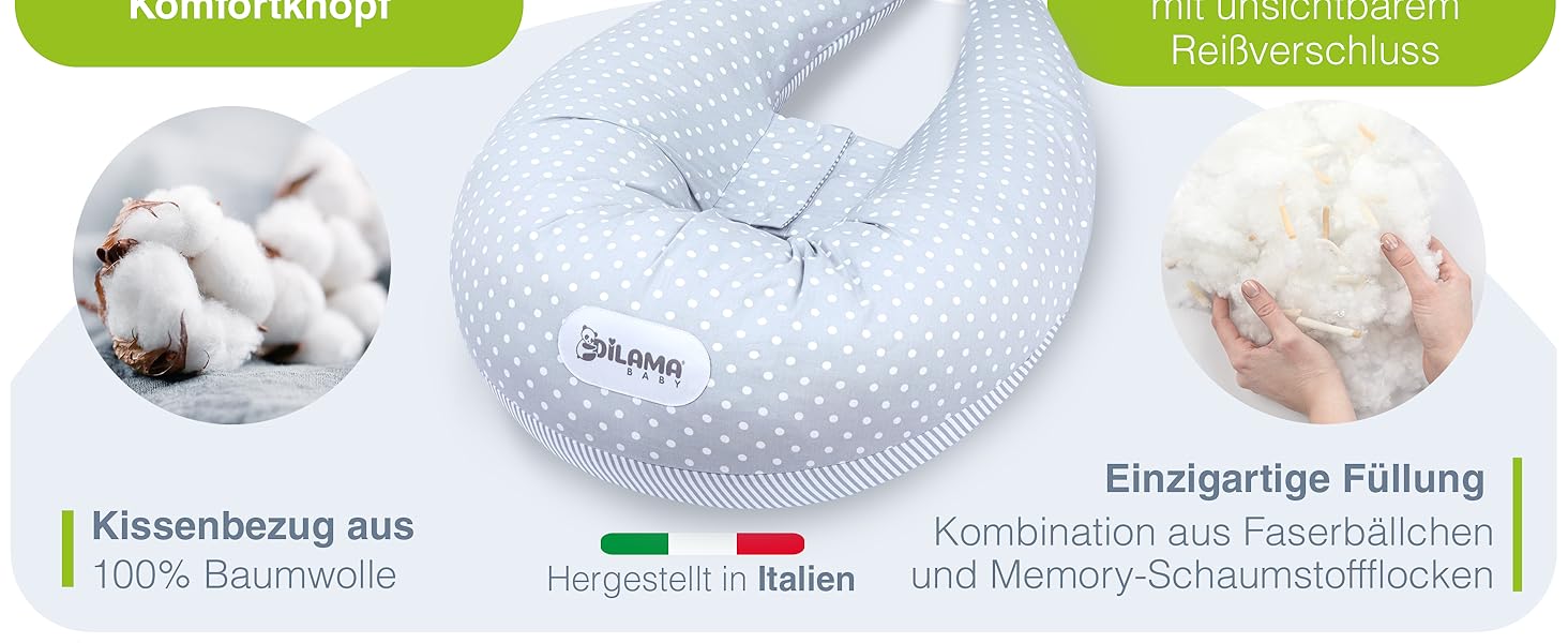 Подушка для вагітних Dilamababy з Memory Foam, бавовняний чохол, підтримка для годування груддю, XXL розмір