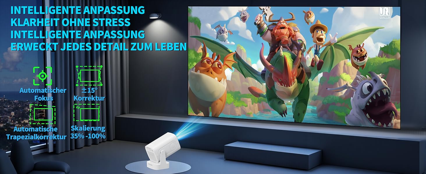 Портативний проєктор Mini Beamer 4K Full HD 1080P з Wi-Fi 6 та Bluetooth 5.2 (270° оберт, автоматична корекція трапеції, HDMI, USB, для ноутбука, білий) NT10-White