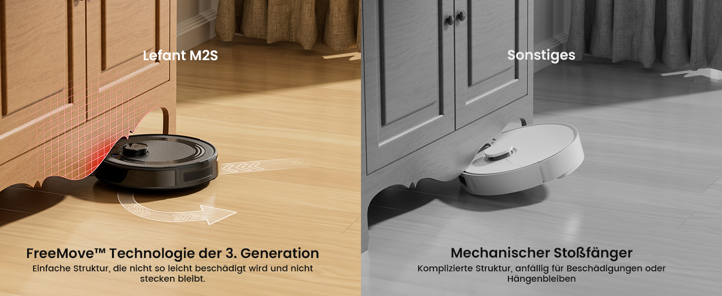 Робот-пилосос LEFANT M2 з функцією миття, 6000Pa, LiDAR-навігація, зони заборони, 140 хв, багатоступінчасте мапування, для тварин, килимів та твердих підлог (M2S-B)